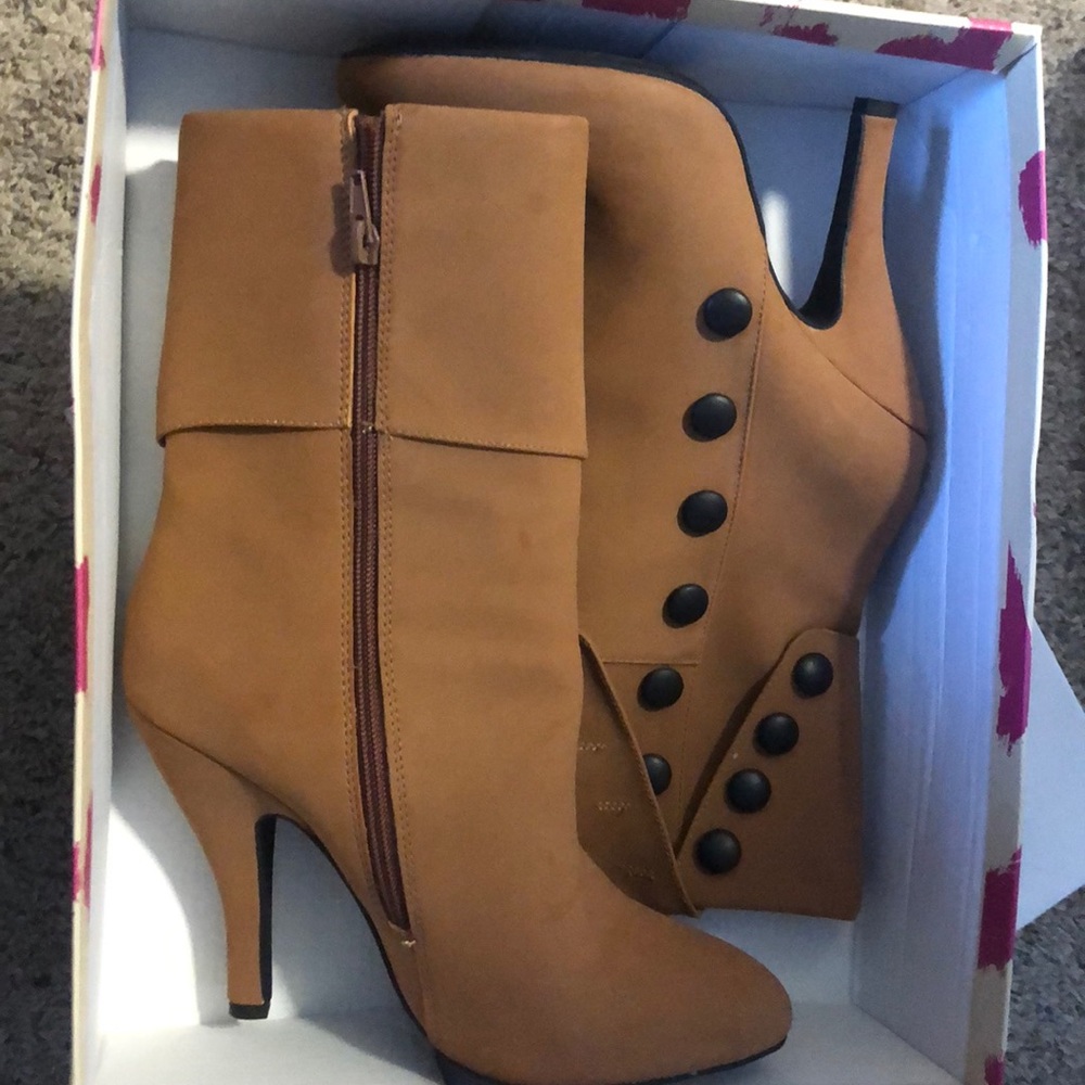 Brown suede booties